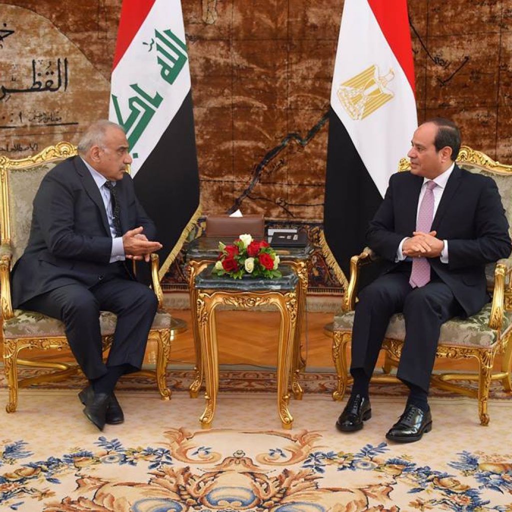 جلسة مباحثات بين الرئيس المصري عبد الفتاح السيسي ورئيس الوزراء العراقي عادل عبد المهدي